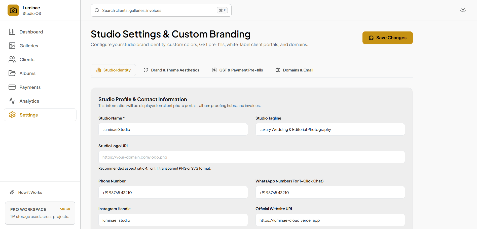 100% White-Label Branding & GSTIN Settings